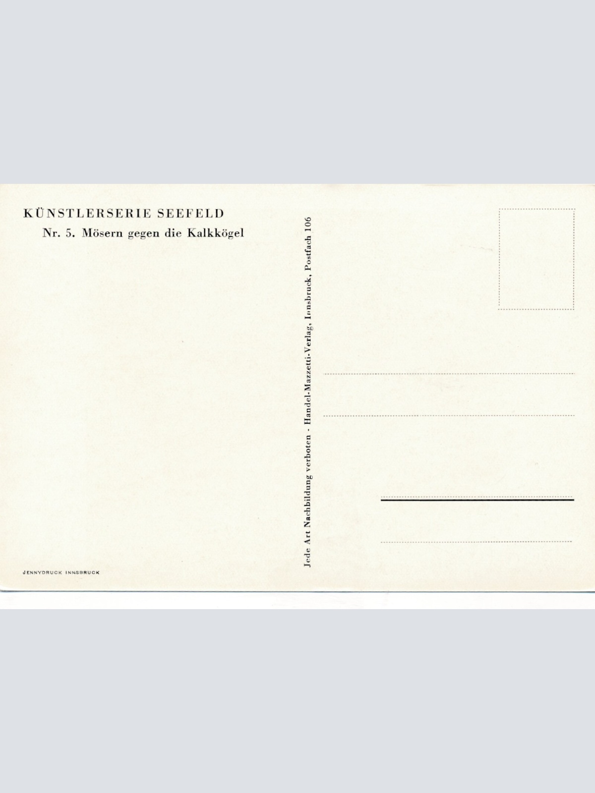AK Künstlerserie aus Seefeld Mösen gegen Kalkkögel Tirol Ansichtskarte (11775)
