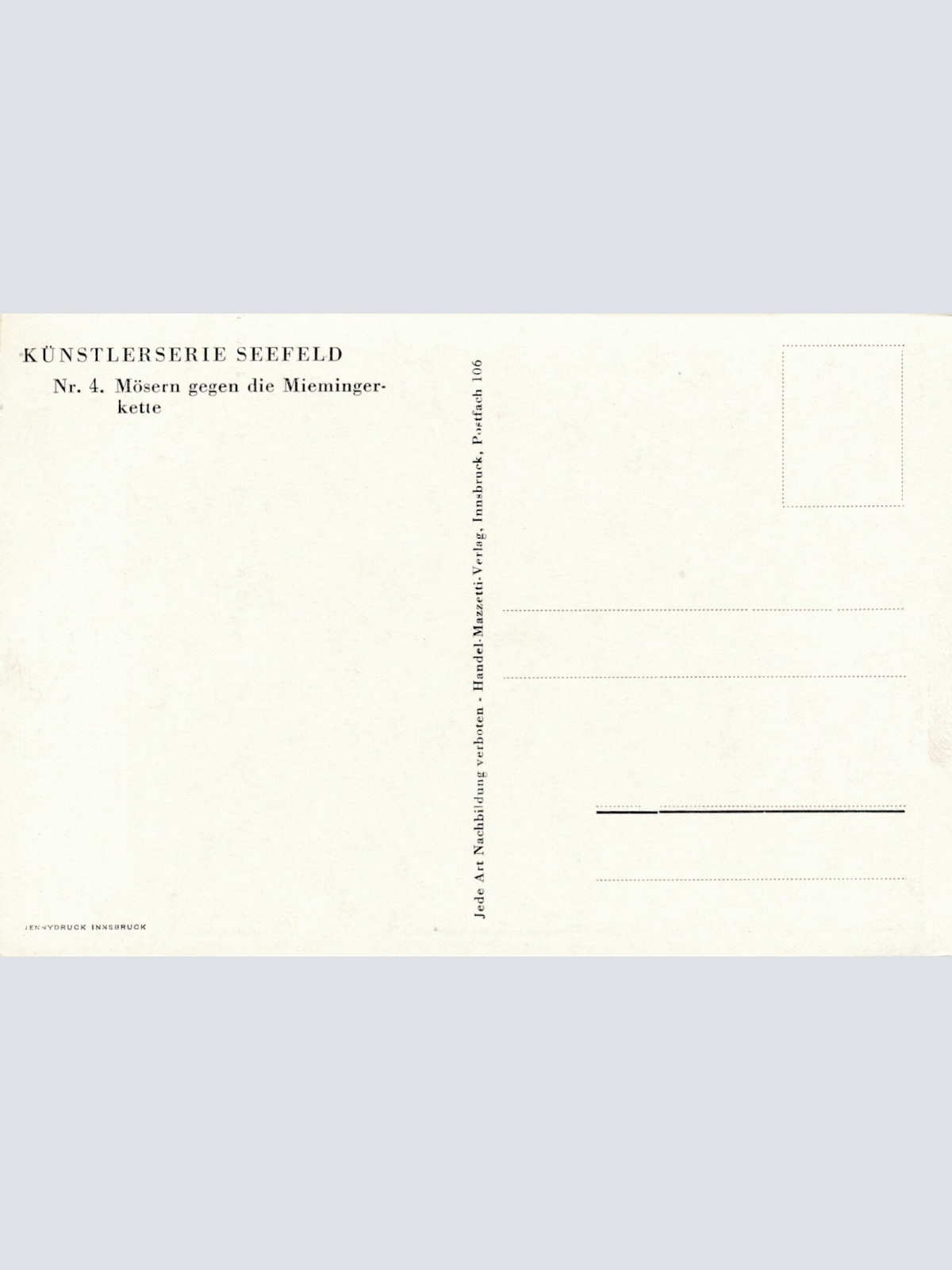 AK Künstlerserie aus Seefeld Mösen gegen Miemingerkette Ansichtskarte (11776)