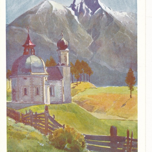 AK Künstlerserie aus Seefeld Seekirchl geg. Reitherspitze Ansichtskarte (11777)