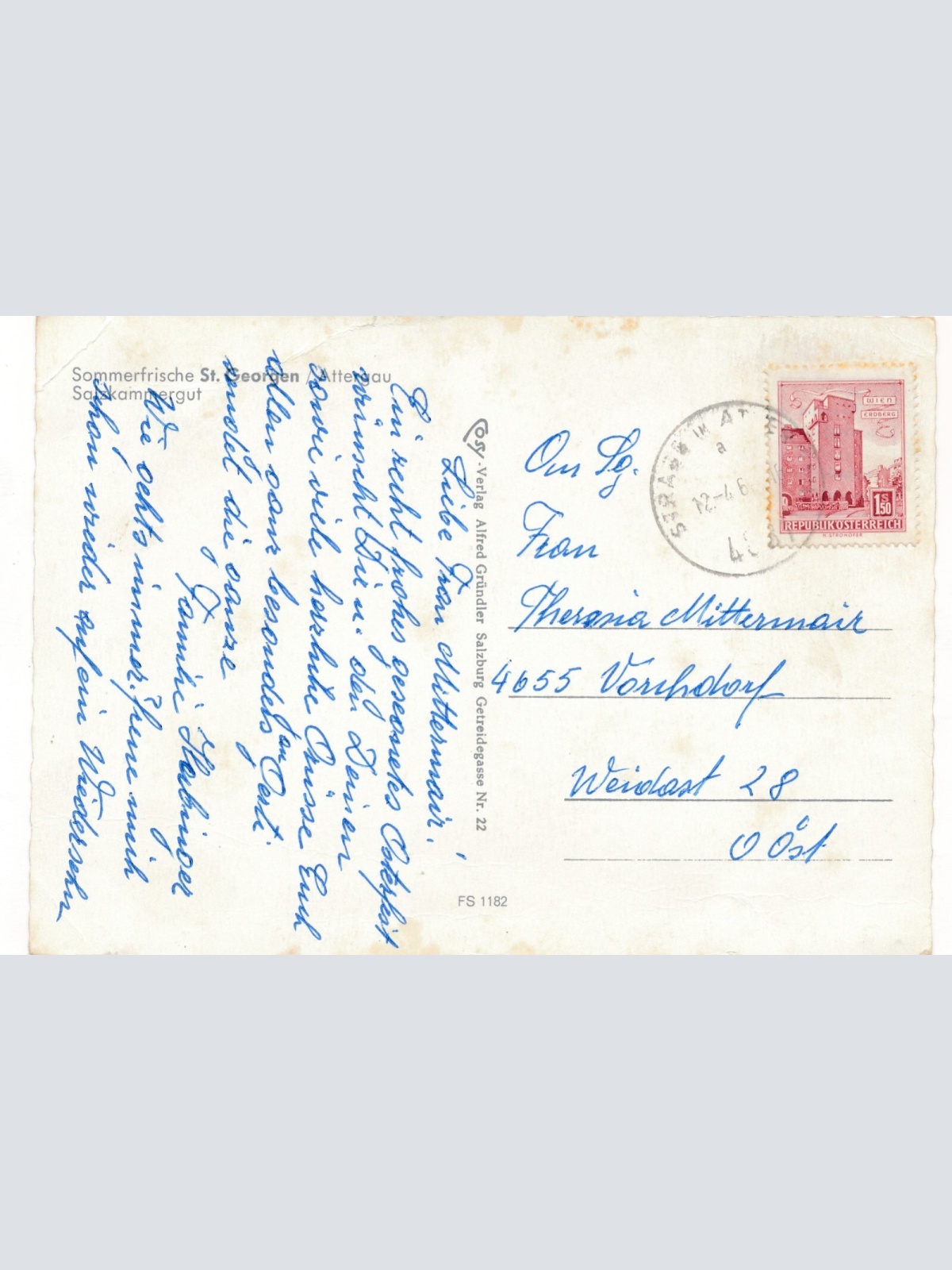 AK aus St. Georgen mit Oldtimer Oberösterreich Ansichtskarte (11760)