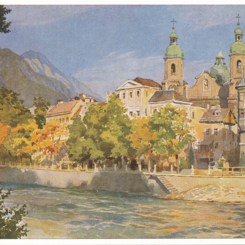AK Künstlerserie aus Innsbruck mit Pfarrkirche Ansichtskarte (11779)