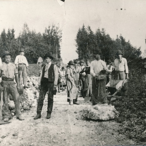 Foto - Karte Annodazumals Strassenbau Arbeiter  (11023)