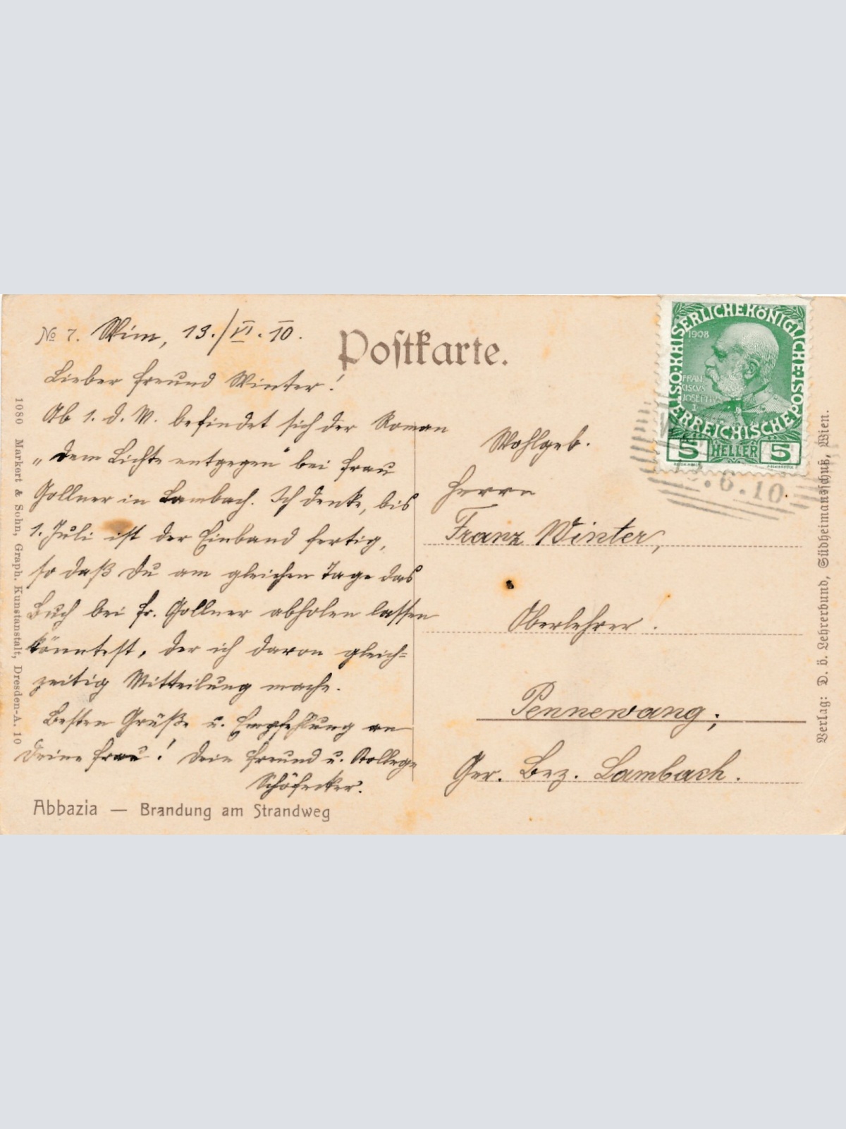 AK aus Abbazia Brandenburg am Strandweg Italien Ansichtskarte (11789)