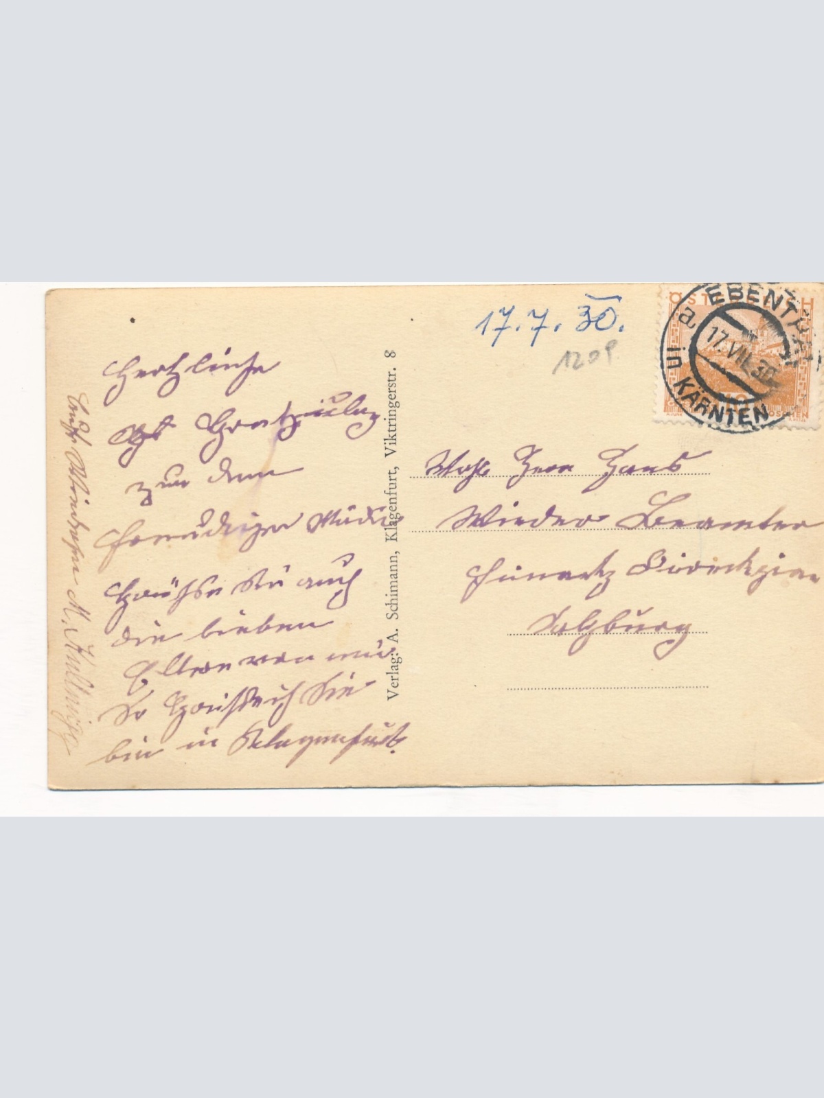 AK aus Klagenfurt vom Kreuzbergl Kärnten Ansichtskarte (12249)