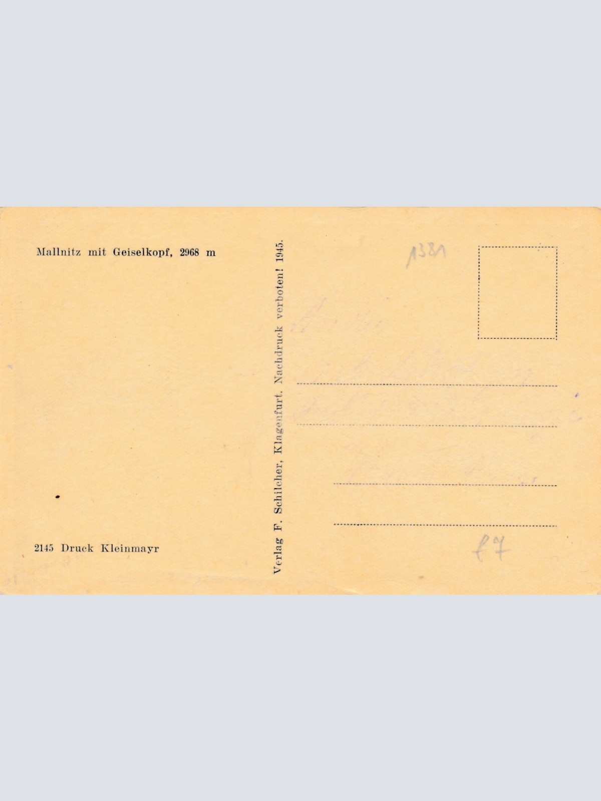 AK aus Mallnitz mit Geiselkopf Kärnten Ansichtskarte (12262)