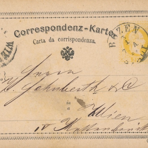 2 Kreuzer - Ganzsachen - Karte 1875 aus Bozen (12281)