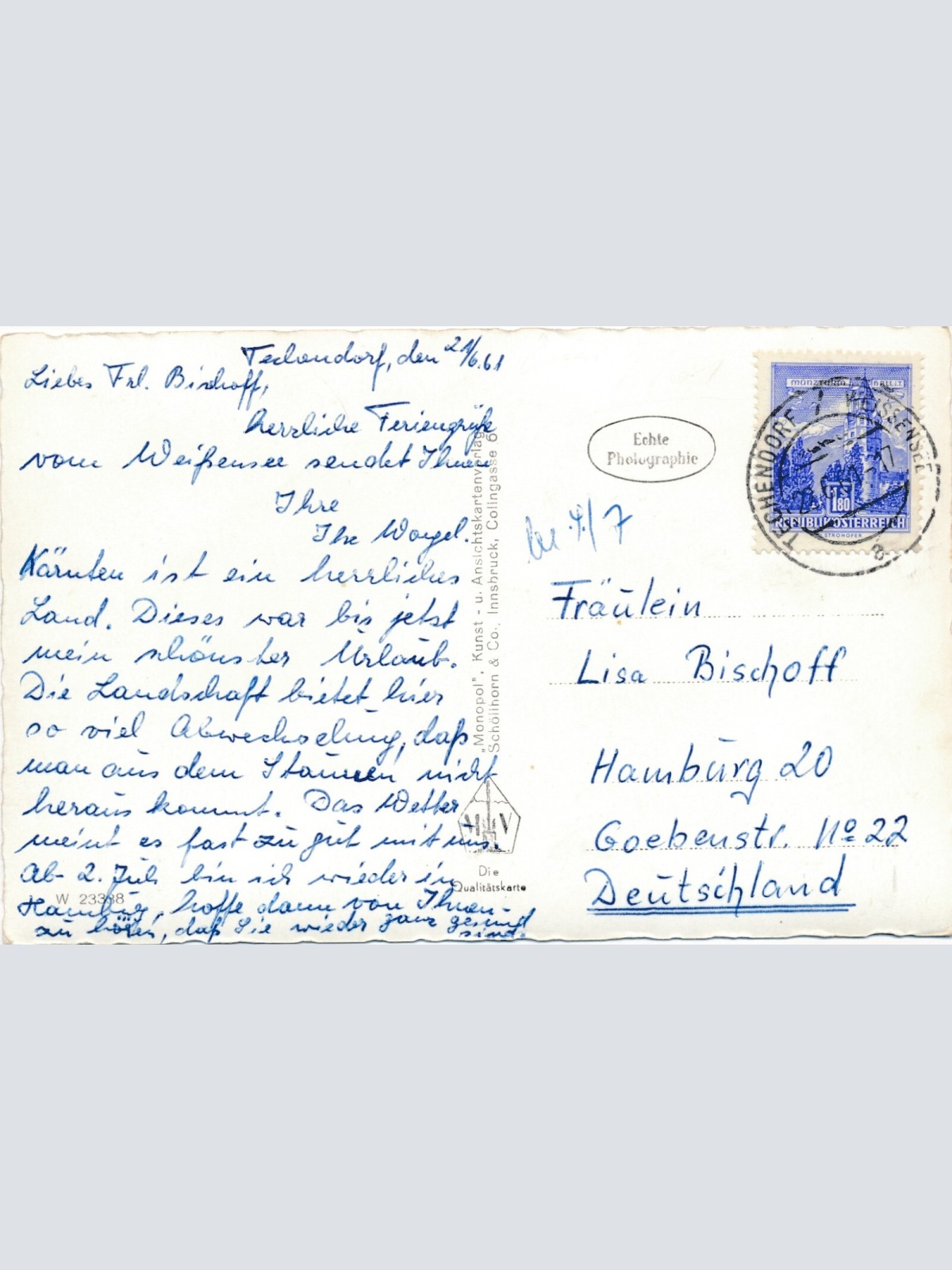 AK blick von der Rauna auf Weissensee Kärnten Ansichtskarte (12215)