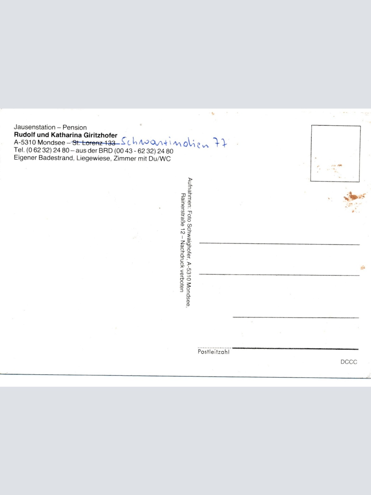 AK aus Mondsee mit Pension Giritzhofer Oberösterreich Ansichtskarte (J323)