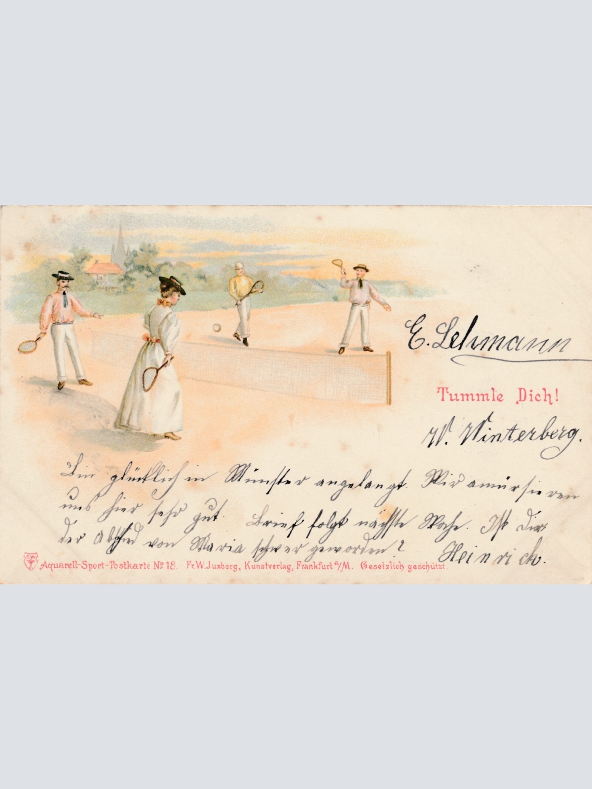 Motiv - Karte Tummle dich Tennispartie (11483)