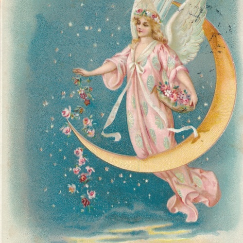 Motiv - Karte Frohe Weihnachten Engel mit Mond Ansichtskarte (11474)