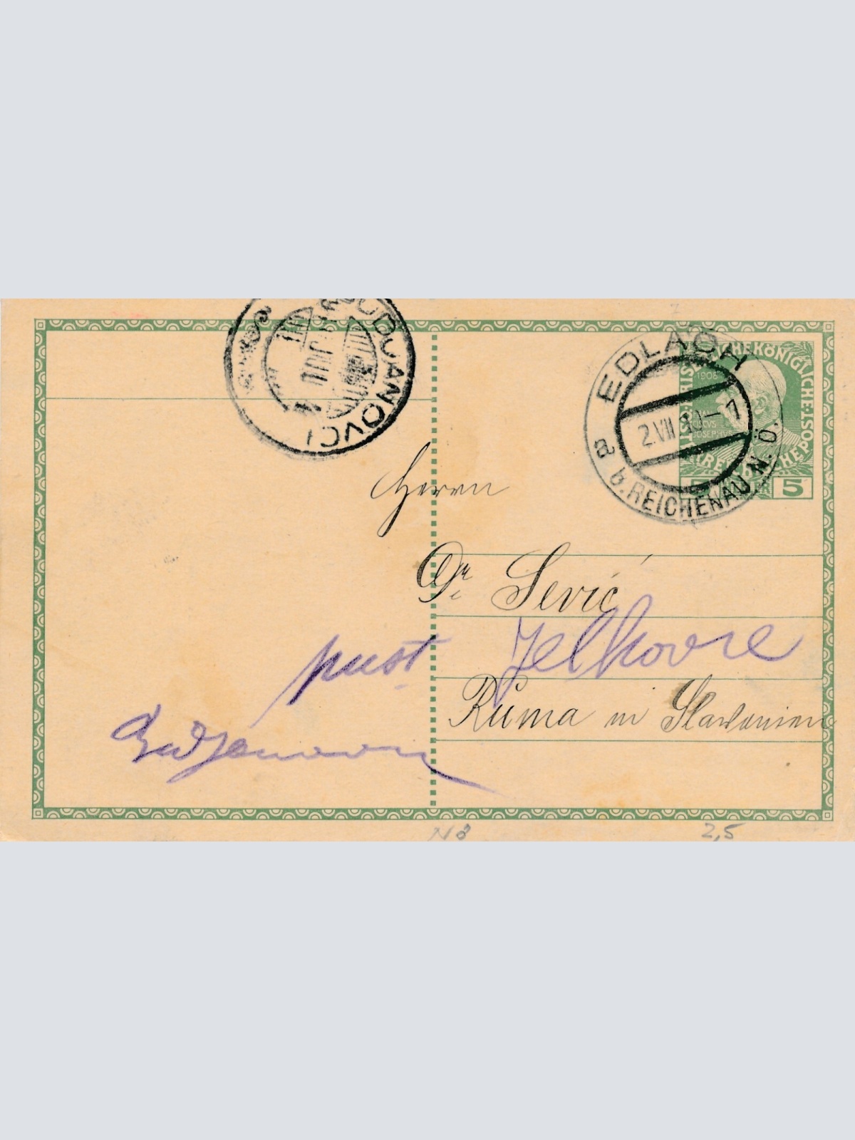 5 Heller Ganzsachen - Karte 1910 aus Edlach (12523)