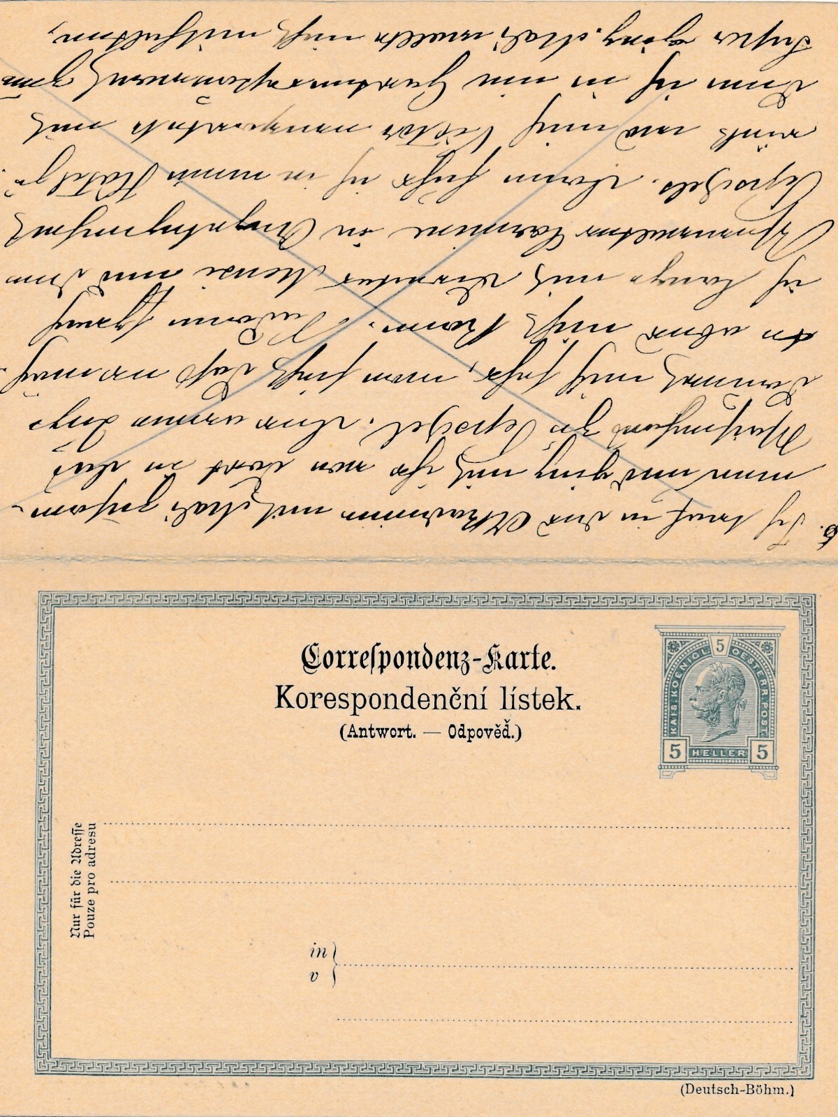 5 Heller Ganzsachen - Karte 1905 aus Praha - Prag + Antwortkarte (12525)