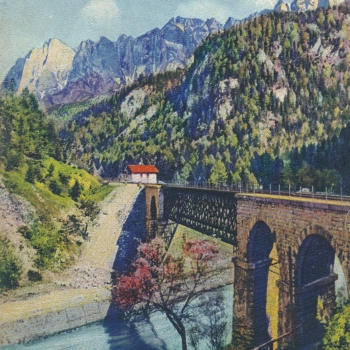 AK vom Gesäuse mit Eisenbahnbrücke Steiermark Ansichtskarte (12396)