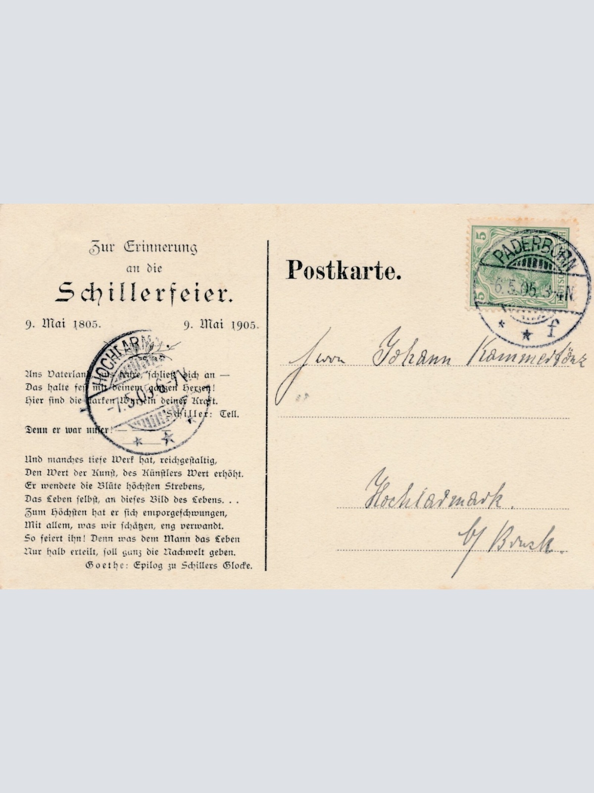 Stundenplan - Motiv - Karte mit Sonnenuhr und Schiller (11482)