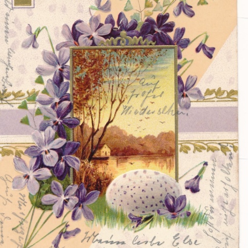 Präge - Motiv - Karte Fröhliche Ostern Ansichtskarte (11475)