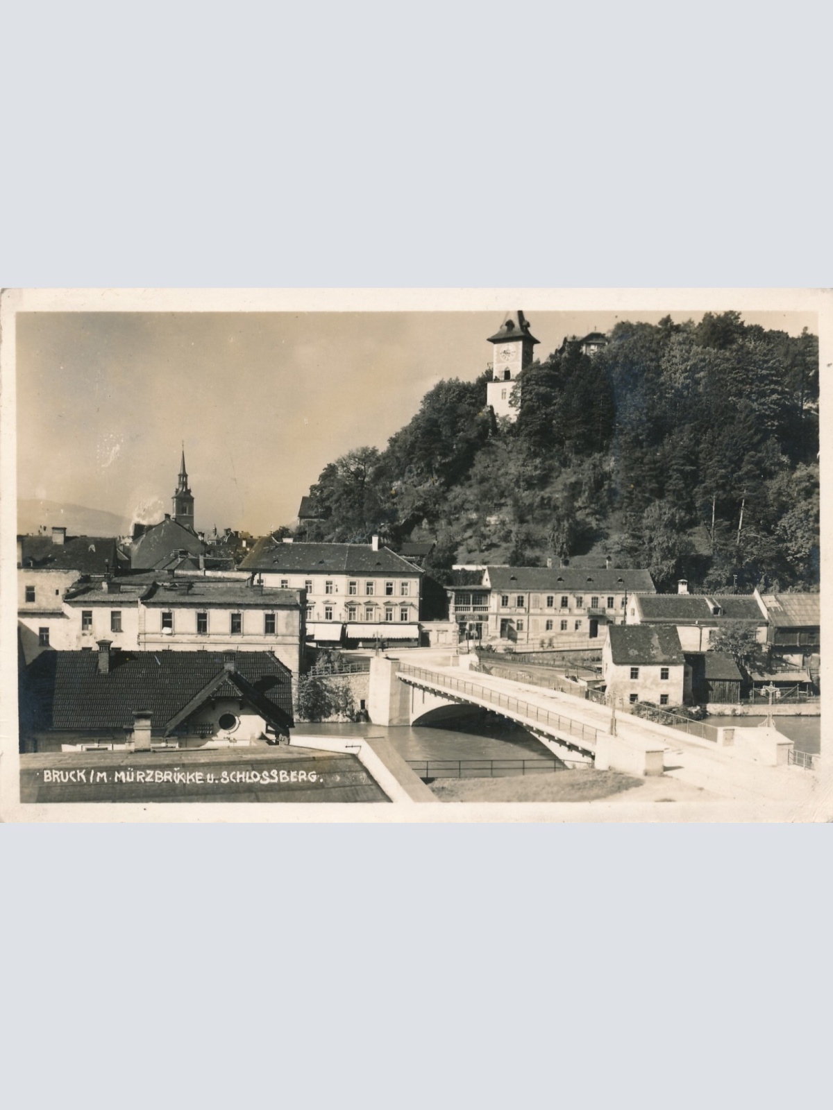 AK aus Bruck mit Mürzbrücke und Schlossberg Steiermark Ansichtskarte (12630)