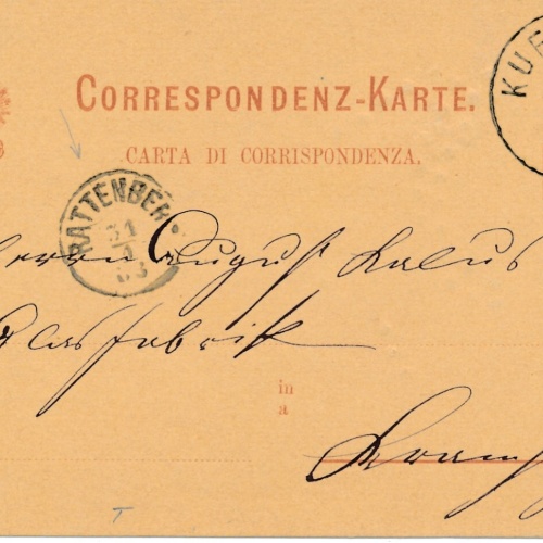 2 Kreuzer Ganzsachen - Karte 1883 aus Kufstein (12532)
