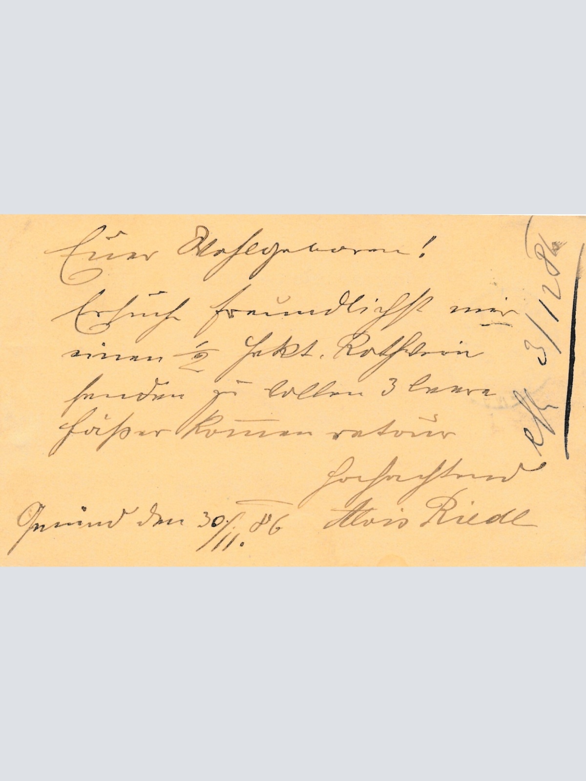 2 Kreuzer Ganzsachen - Karte 1886 aus Gmünd Stadt (12534)