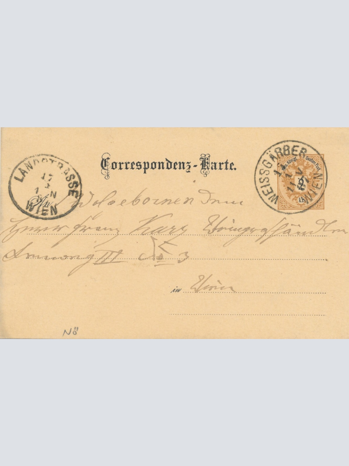 2 Kreuzer Ganzsachen - Karte 1887 aus Wien Weissgärber (12538)