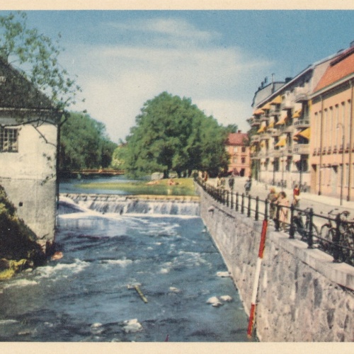 AK aus Uppsala Östra Agatan med Kvarnfallet Schweden Ansichtskarte (12564)