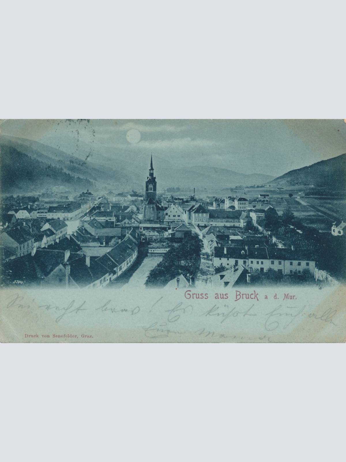 Mondschein - Karte aus Bruck an der Mur Steiermark Ansichtskarte (12591)