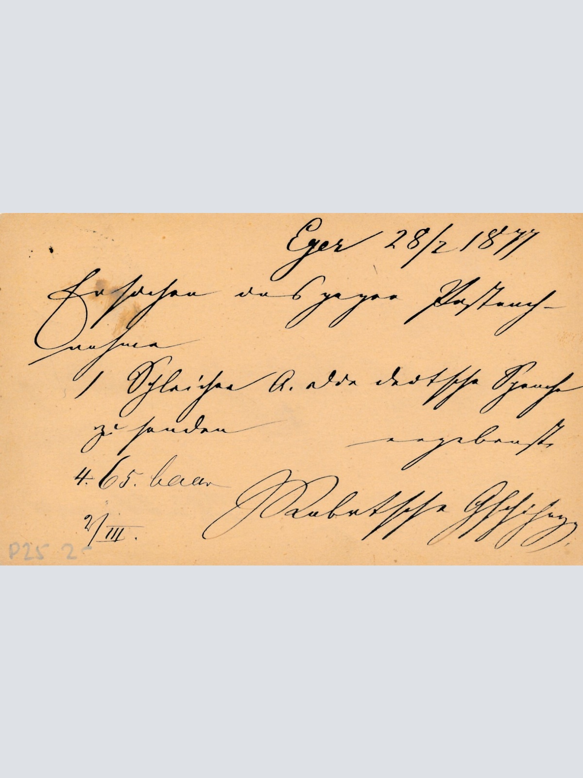 2 Kreuzer - Ganzsachen - Karte 1877 aus Eger Bahnhof (12300)