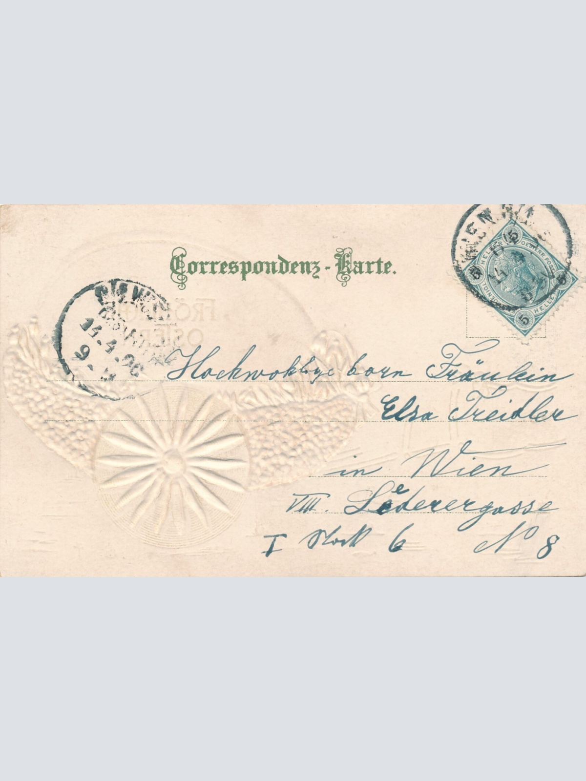 Präge - Motiv - Karte Fröhliche Ostern Kückenkutsche Ansichtskarte (11849)