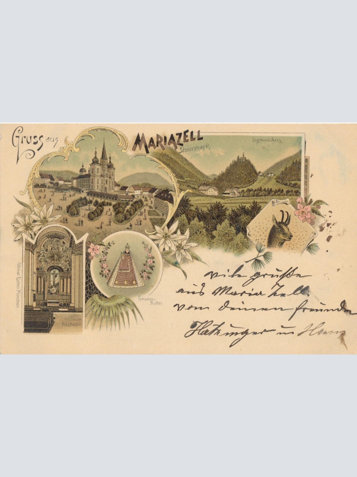 Litho - Karte gruss aus Mariazell Steiermark Ansichtskarte (12091)