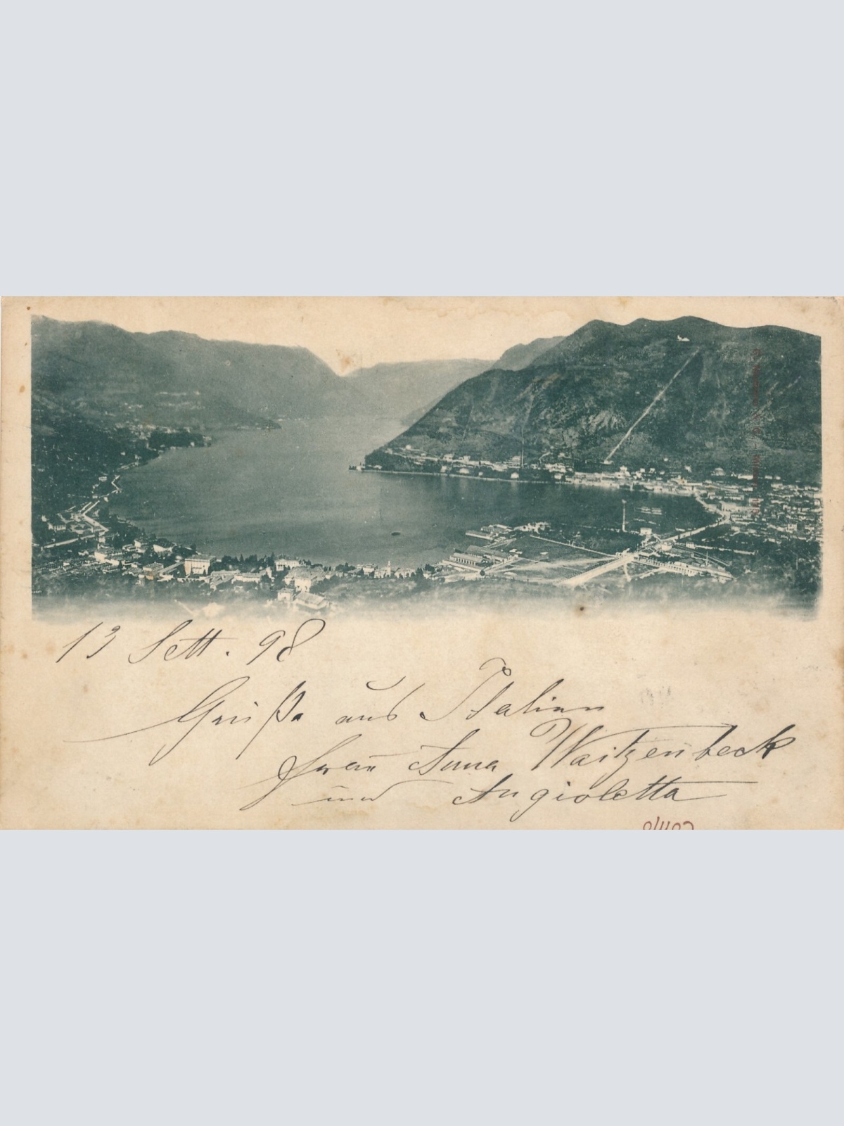 AK aus Como Fehldruck Como verkehrt unten an Karte Italien Ansichtskarte (11790)