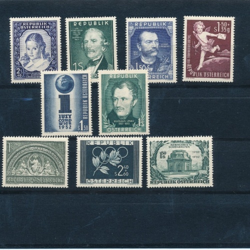 Österreich Jahrgang 1952 komplett postfrisch 9 Marken (12903)