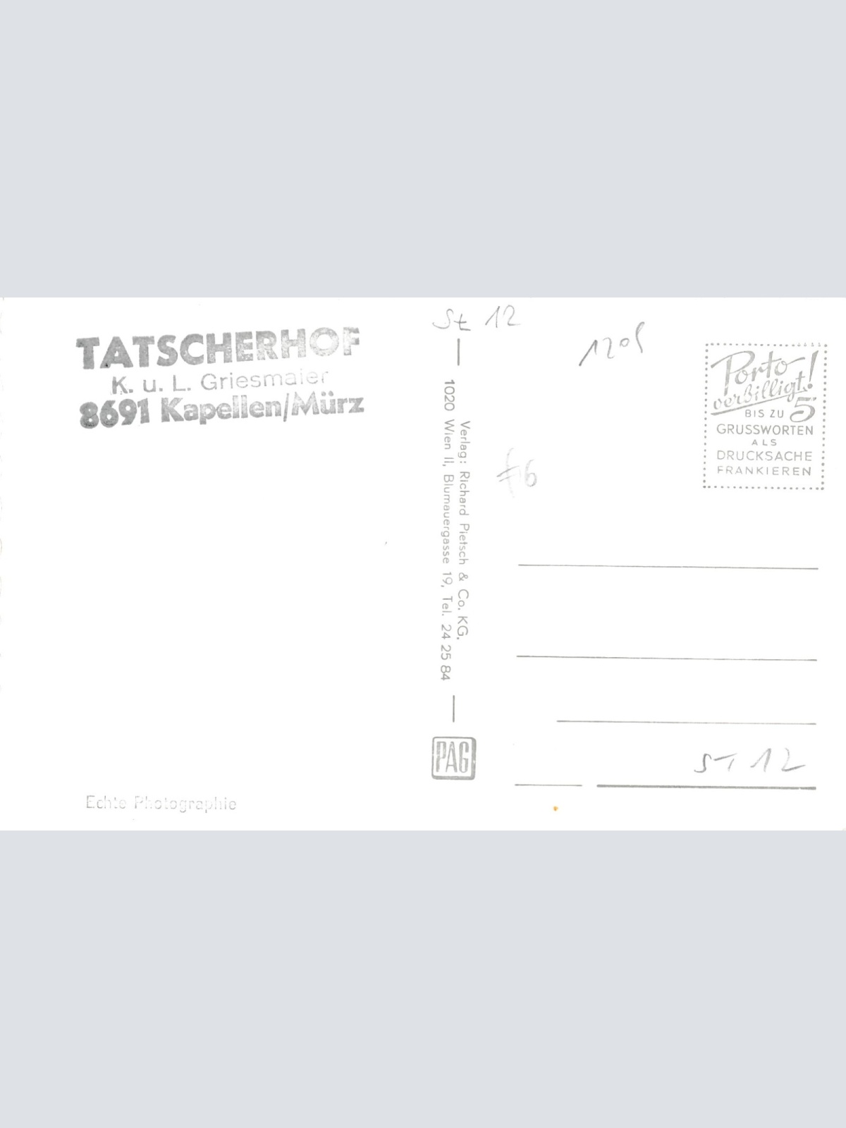 AK vom Alpengasthof Tatscherhof Steiermark Ansichtskarte (13132)