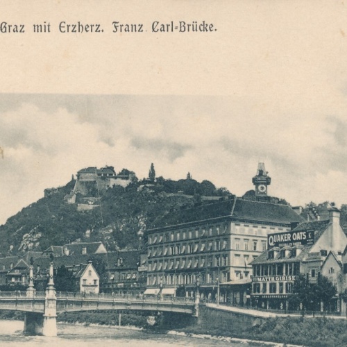 AK aus Graz mit Erzherzog Franz Carl Brücke Steiermark Ansichtskarte (12749)