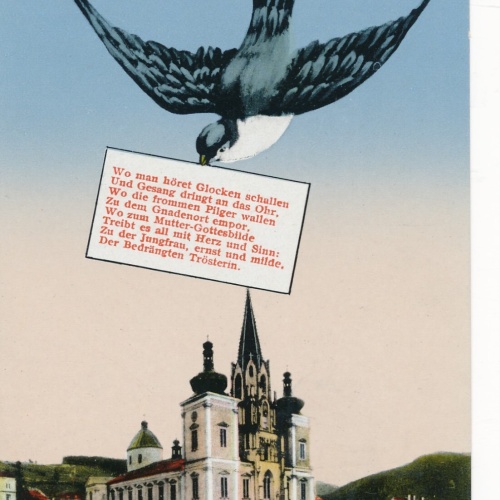 AK gruss aus Maria Zell mit Schwalbe Steiermark Ansichtskarte (12765)