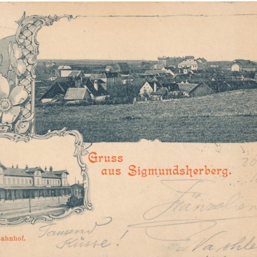 AK gruss aus Sigmundsherberg mit Bahnhof Niederösterreich Ansichtskarte (12452)
