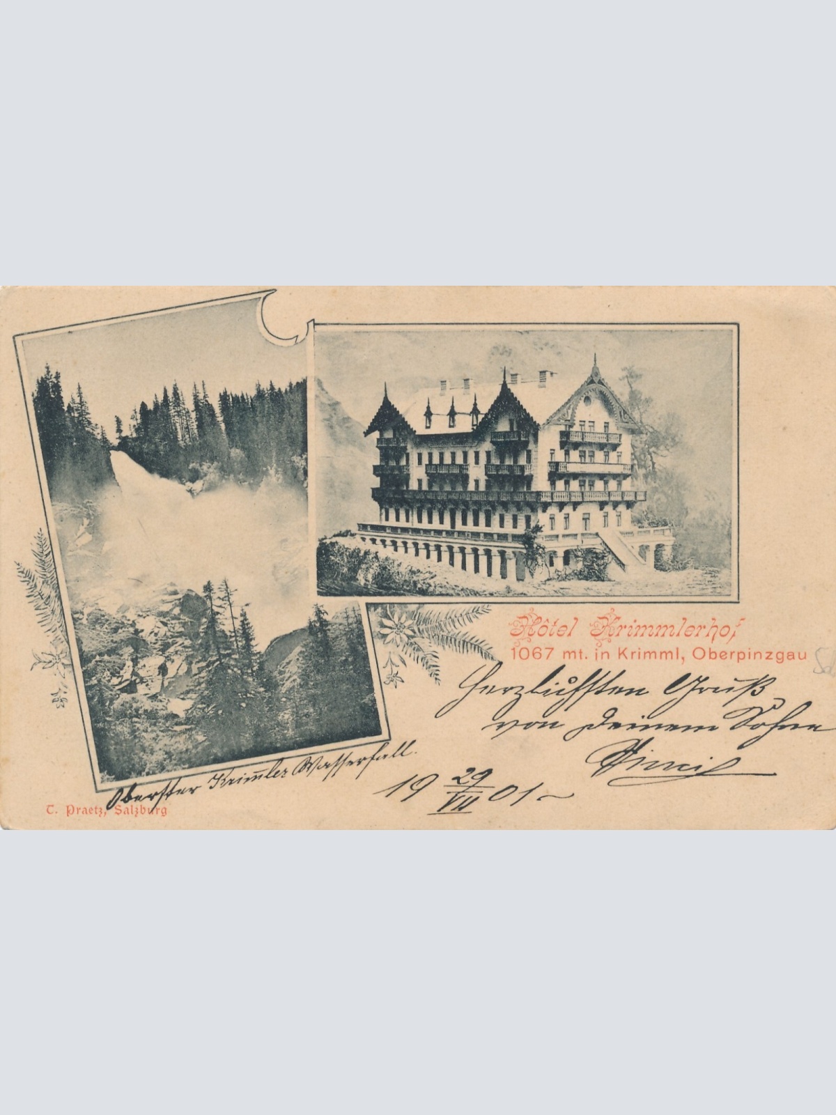 AK aus Oberpinzgau mit Hotel Krimmlerhof Salzburg Ansichtskarte (12454)