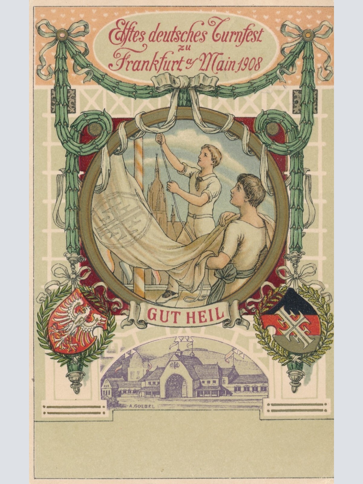 Litho  Karte erstes deutsches Turnfest zu Frankfurt Hessen Ansichtskarte (10897)