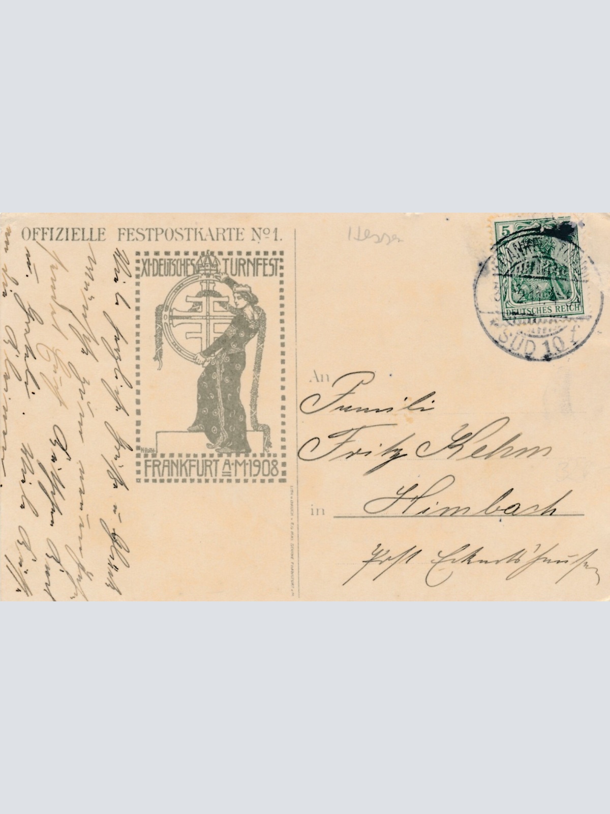 Litho  Karte erstes deutsches Turnfest zu Frankfurt Hessen Ansichtskarte (10897)