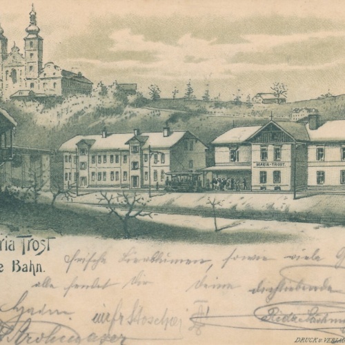 AK gruss aus Maria Trost mit Elektrische Bahn und Bahnhof Ansichtskarte (12337)