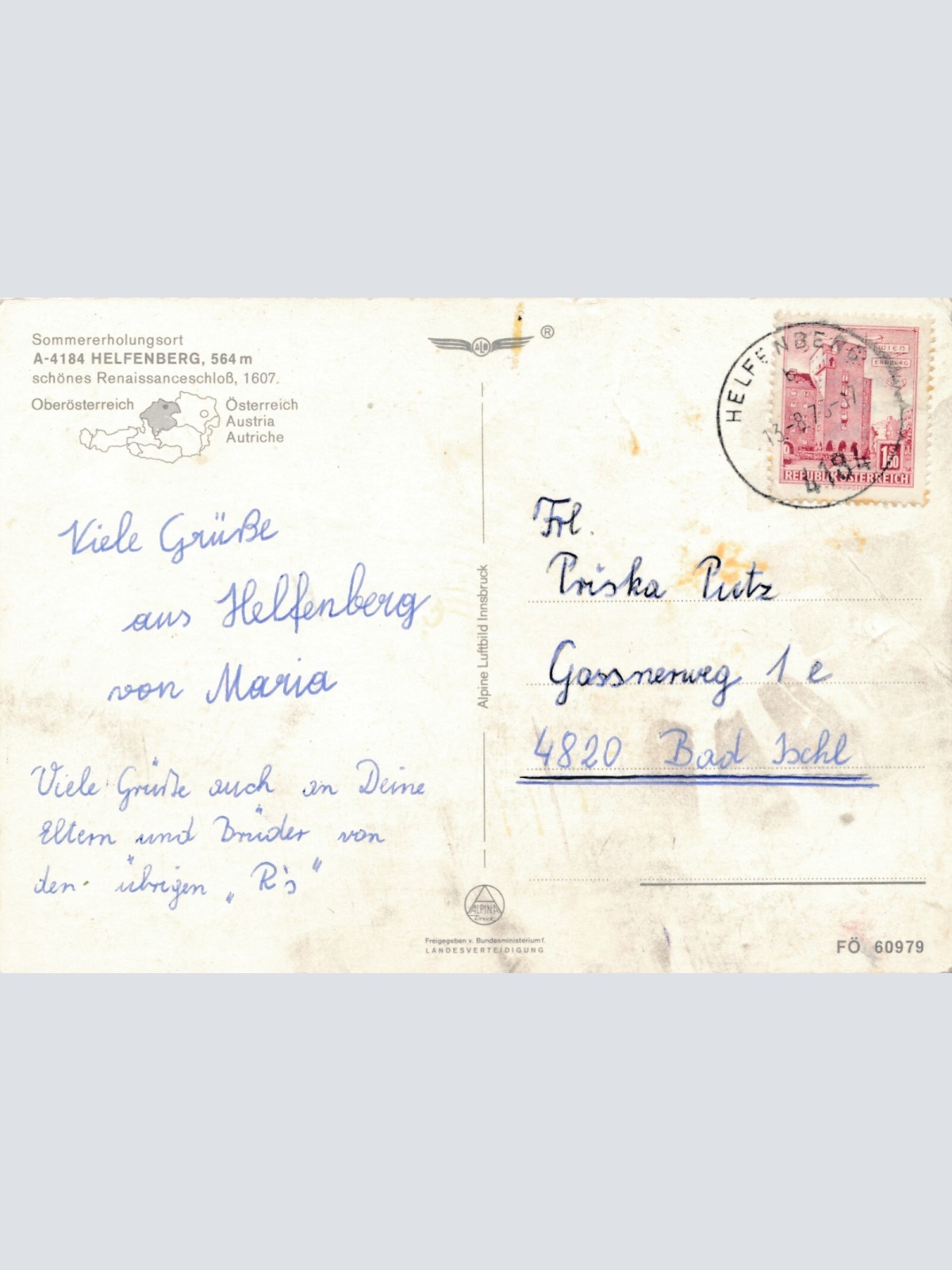 AK aus Helfenberg Oberösterreich Fliegerfoto Ansichtskarte (J385)