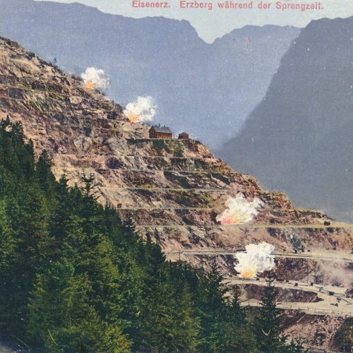 AK aus Eisenerz während der Sprengzeit Steiermark Ansichtskarte (13032)
