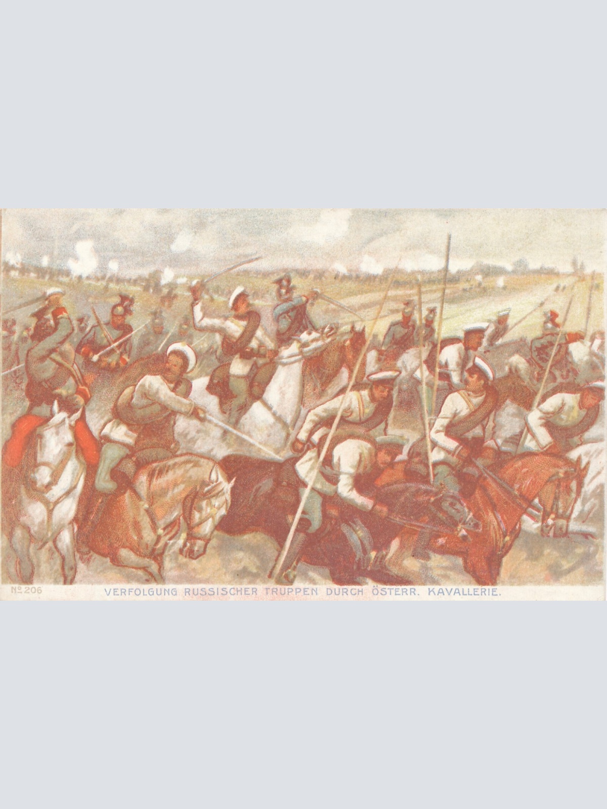 AK Verfolgung Russicher Truppen durch Kavallerie Ansichtskarte (12986)