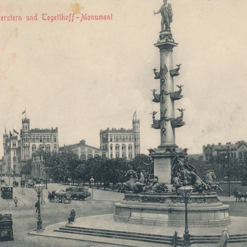 AK aus Wien Praterstern und Tegetthoff - Monument Ansichtskarte (13393)