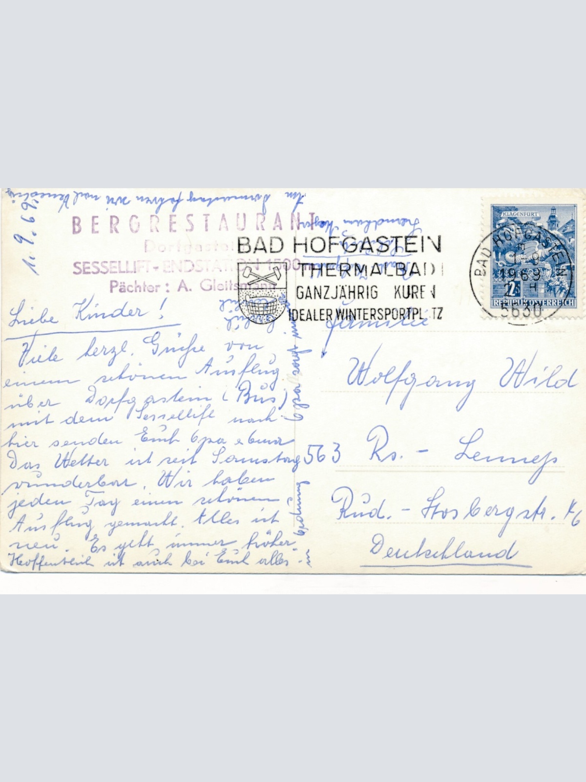 AK aus Bad Hofgastein Bergrestaurant Salzburg Ansichtskarte (13417)