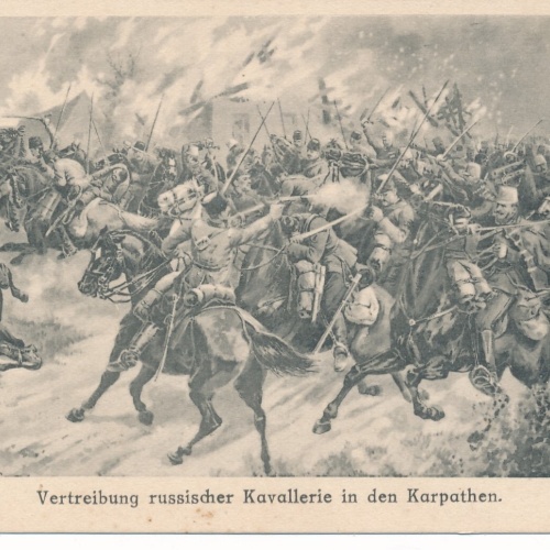 AK Vertreibung russischer Kavallerie in den Kapathen Ansichtskarte (13502)