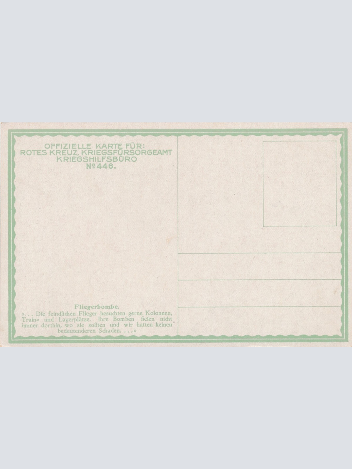 AK Rot- Kreuz - Karte Nr. 446 Fliegerbombe Ansichtskarte (13523)