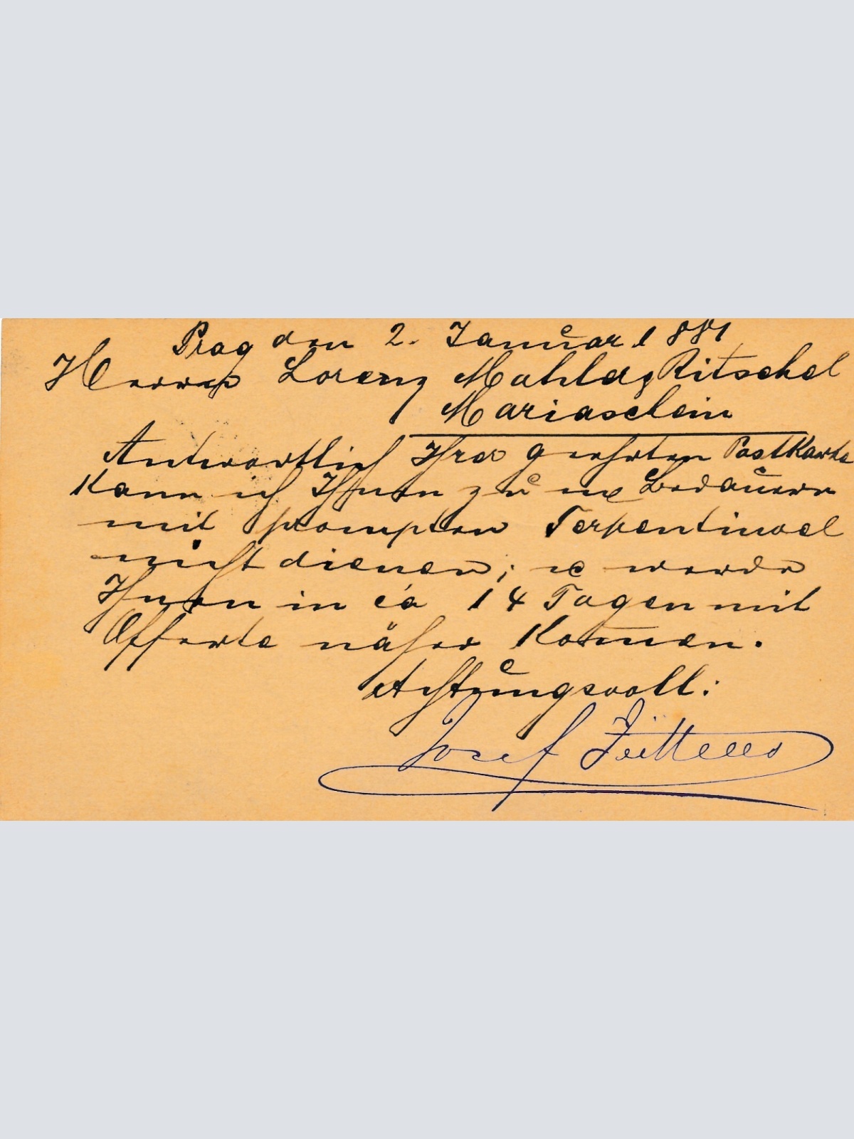 2 Kreuzer - Ganzsachen - Karte 1882 aus Praha - Prag Stadt SBHF (13545)