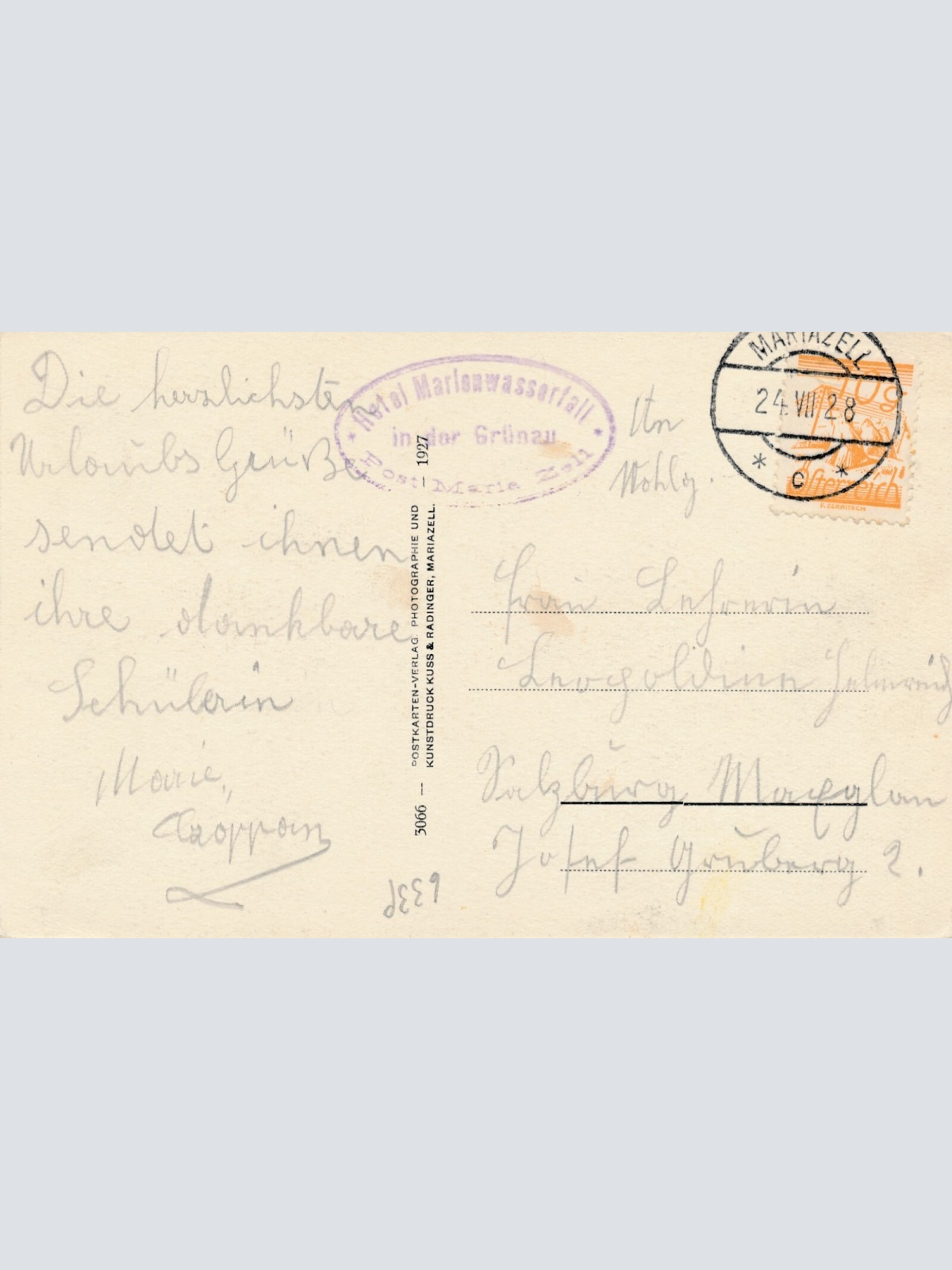 AK aus Grünau mit Marienwasserfall Steiermark Ansichtskarte (13206)