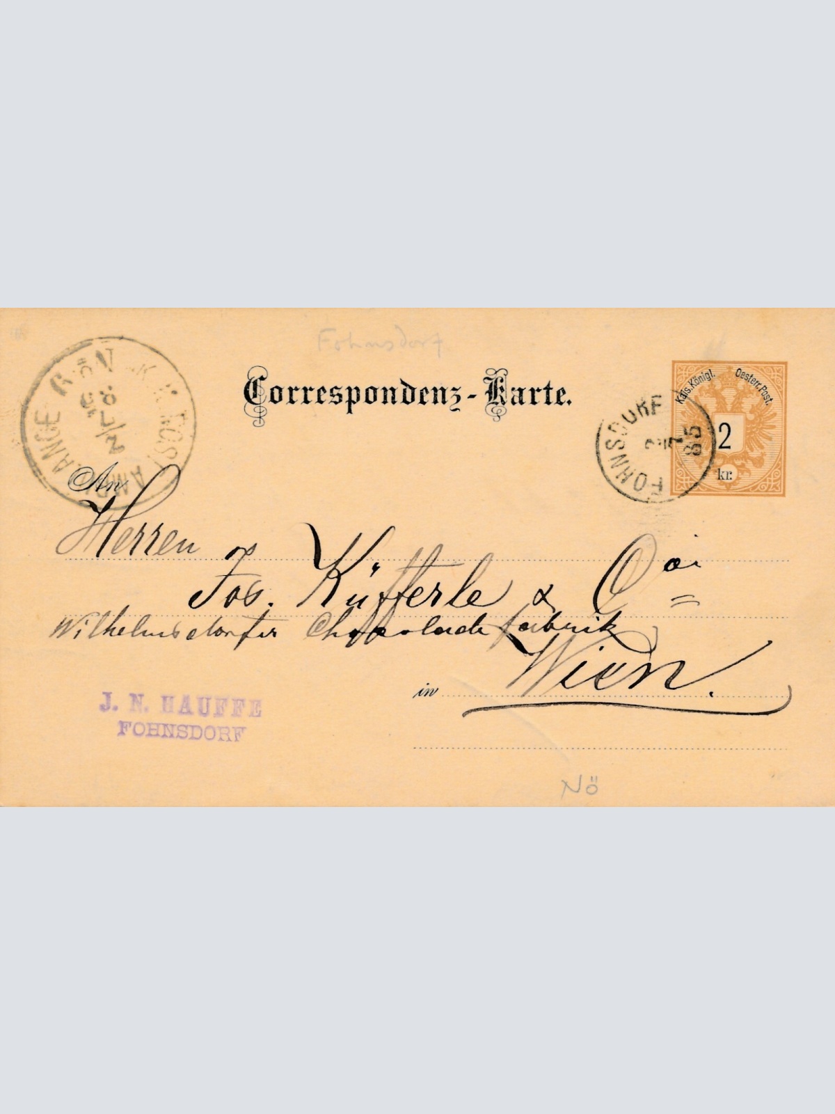 2 Kreuzer - Ganzsachen - Karte 1885 aus Fohnsdorf (13361)