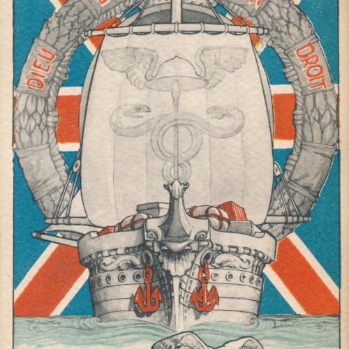 Motiv - Karte Dieu Et Mon Droit Inghilierra mit Schiff Ansichtskarte ENG (12730)