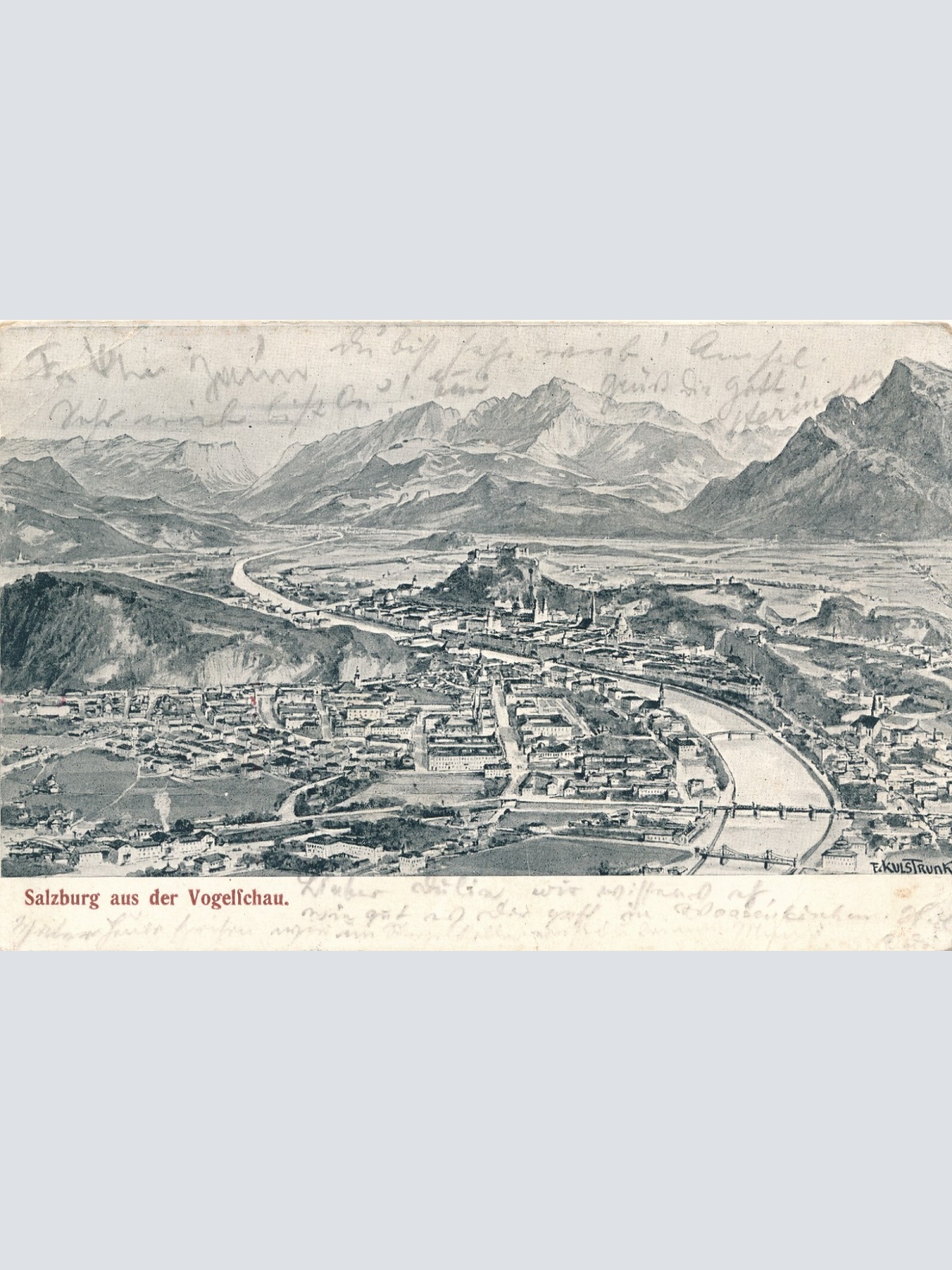 AK, Salzburg aus der Vogelschau (S3432)